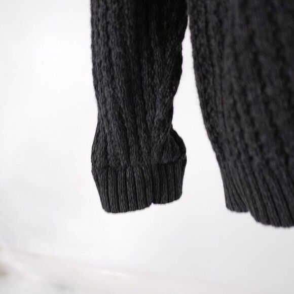 Eddie Bauer Large Gray Cotton Cable Knit Sweater Button 1/4 Zip Pullover - Picture 5 of 12